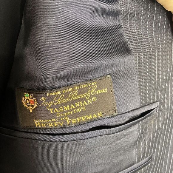 Hickey Freeman Loro Piana Tasmanian Super 130's Wool Blazer Jacket Coat 44R Gray - Picture 5 of 14